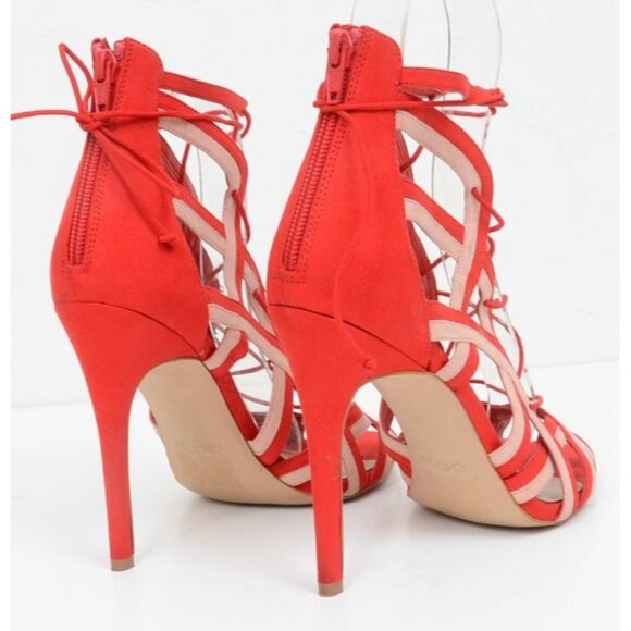 Aldo Women's Size 9 Shaylla Ankle Strap Sandals Red Pink Artsy Open Toe Straps - Picture 4 of 9